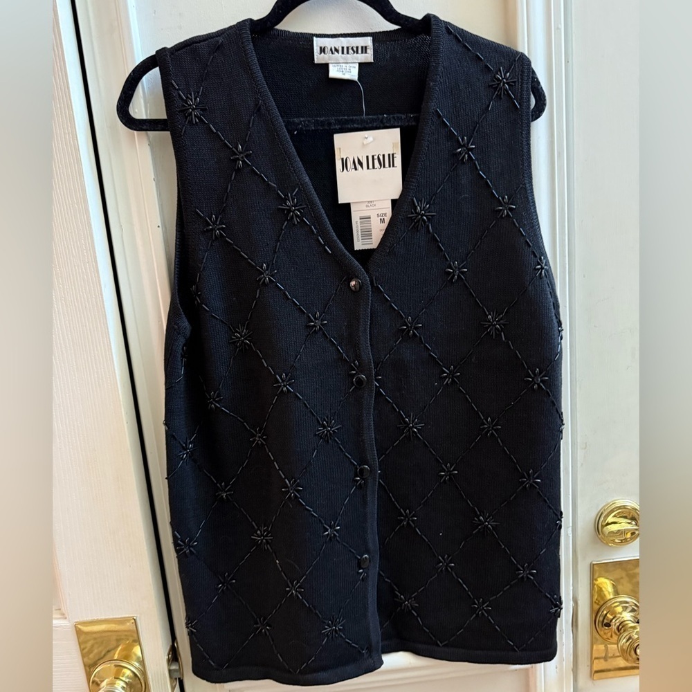 NWT Joan Leslie Beaded Sweater Vest